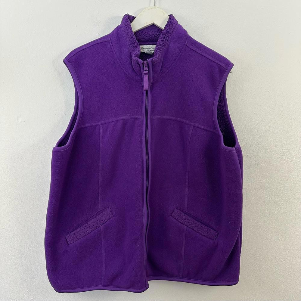 2/$25 Coldwater Creek Women’s Purple Fleece Zip Sleeveless Vest Jacket Size 2X